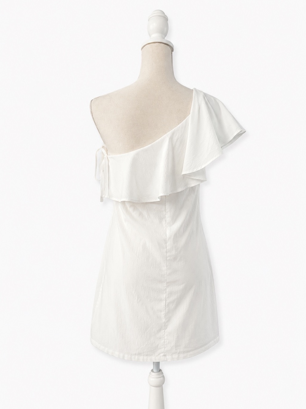 Aakaa White One-Shoulder Ruffle Blouse - Picture 2 of 3